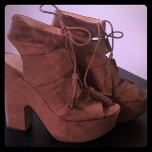 Nine West Chunky Gladiator Wedge Pumps
